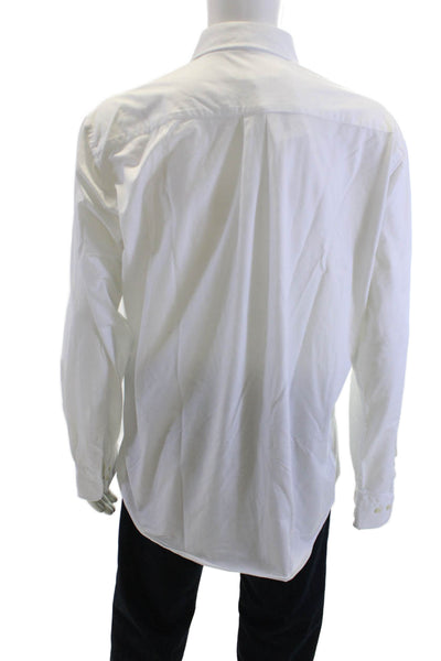 Peter Millar Mens Button Down Shirt Collar Cotton Blend Long Sleeve White Sz XL