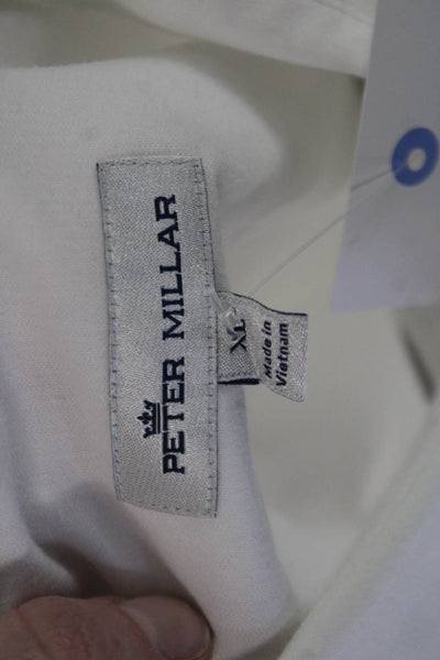 Peter Millar Mens Button Down Shirt Collar Cotton Blend Long Sleeve White Sz XL