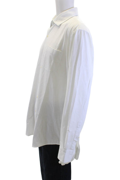 Peter Millar Mens Cotton Blend Collar Long Sleeve Button Down Shirt White Sz XL