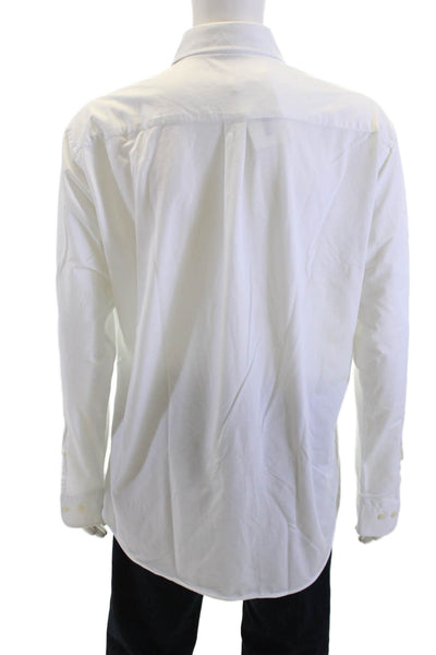 Peter Millar Mens Cotton Blend Collar Long Sleeve Button Down Shirt White Sz XL