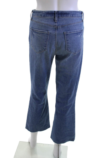 L Agence Women Cropped Flared Blue Jeans High Rise Button Size 26