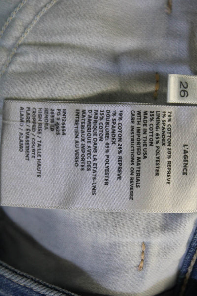 L Agence Women Cropped Flared Blue Jeans High Rise Button Size 26