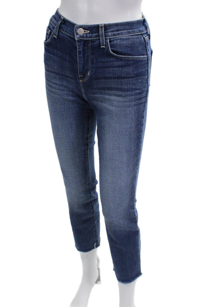 L Agence Womens Cropped Ankle Dark Blue Mid Rise Button Jeans Size 24
