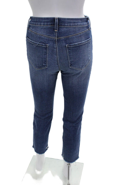 L Agence Womens Cropped Ankle Dark Blue Mid Rise Button Jeans Size 24