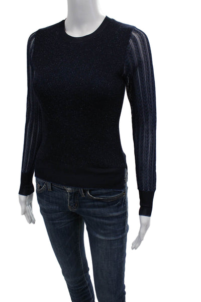 Rag & Bone Womens Dark Blue Crew Neck Pullover Sweater Long Sleeve Size 2XS