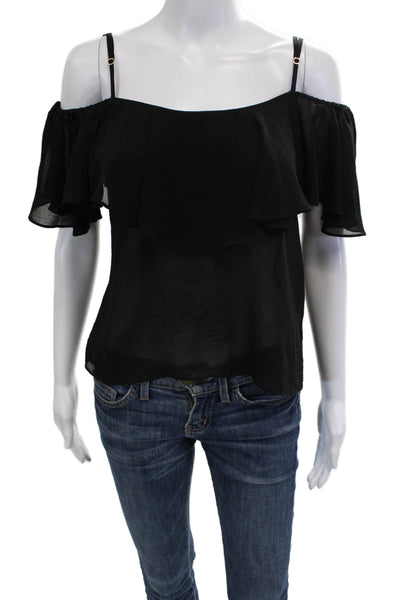 Misa Womens Black Bohemian Sleeveless Viscose Blouse Size XS