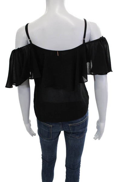 Misa Womens Black Bohemian Sleeveless Viscose Blouse Size XS