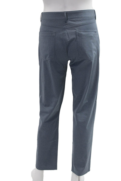 Johnnie-o Mens Dress Pants Blue Button 100% Polyester 30 Inseam Size 35
