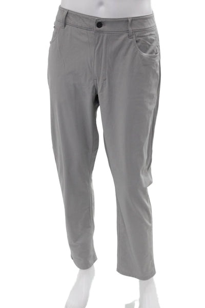 Johnnie-o Mens Gray Chino Pants Polyester Button Closure Size 35