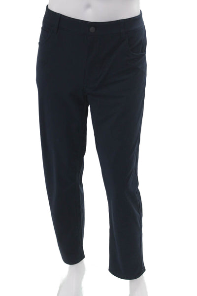 Johnnie-o Mens Dress Pants Dark Blue Button Solid Polyester Size 35