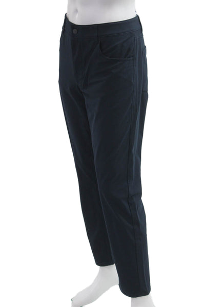 Johnnie-o Mens Dress Pants Dark Blue Button Solid Polyester Size 35