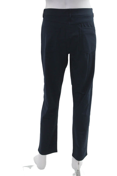 Johnnie-o Mens Dress Pants Dark Blue Button Solid Polyester Size 35
