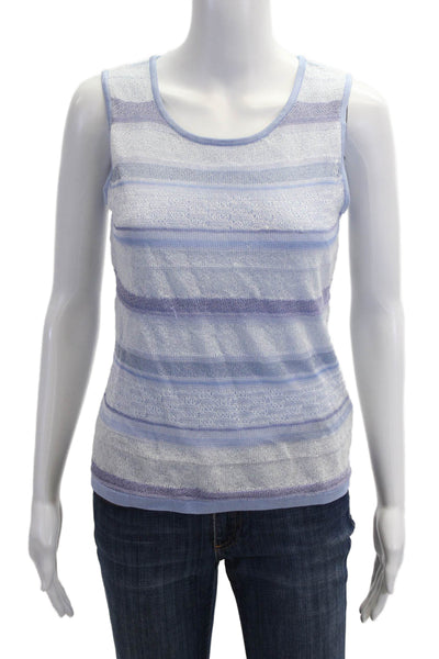 Carlisle Women Basic Light Blue Sleeveless Round Neck Tank Size M