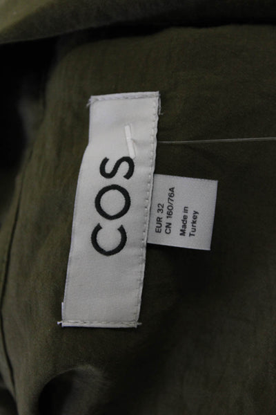 COS Womens Shirt Dress Green Modal Short Sleeve Collared Knee Length Size 32