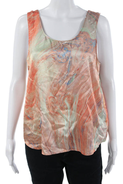 Rails Womens Orange Sleeveless Tank Round Neck Rayon Viscose Spring Size M
