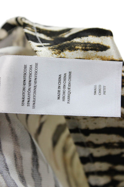 Rails Womens Sleeveless Mock Neck Animal Print Beige Blouse Petites Size S