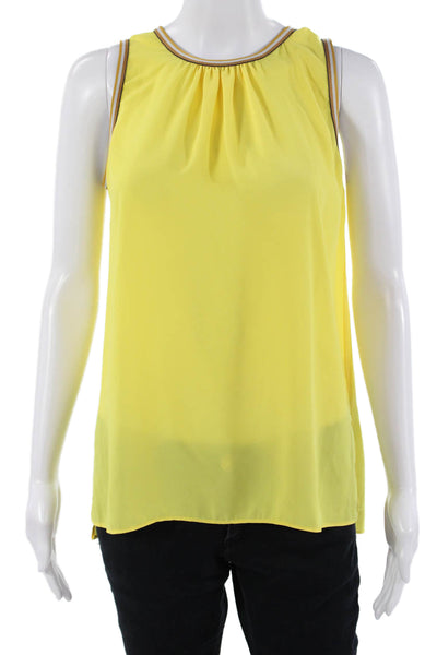 Lola & Sophie Women Yellow Basic Sleeveless Tank Round Neck Rayon Size XS
