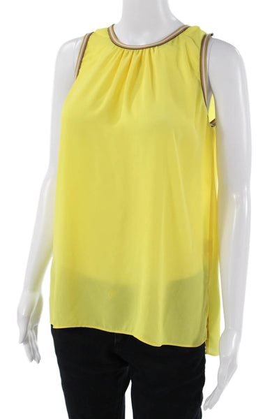 Lola & Sophie Women Yellow Basic Sleeveless Tank Round Neck Rayon Size XS