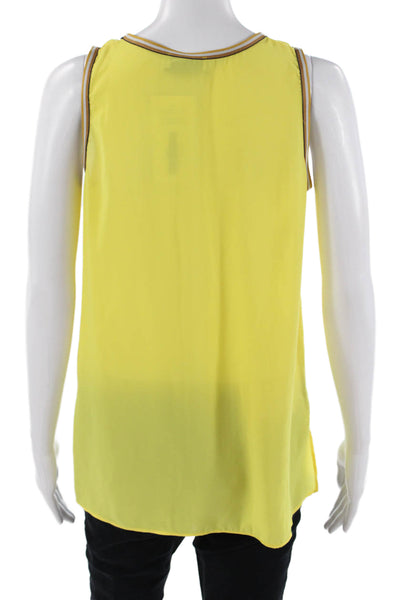 Lola & Sophie Women Yellow Basic Sleeveless Tank Round Neck Rayon Size XS