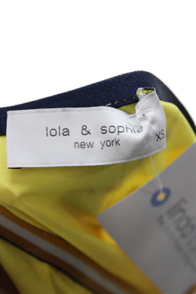 Lola & Sophie Women Yellow Basic Sleeveless Tank Round Neck Rayon Size XS
