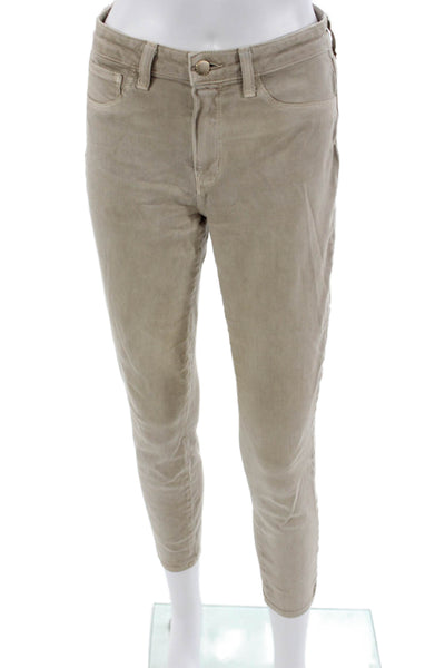 L'Agence Womens Cropped Ankle Pants Beige 94% Cotton Size 27