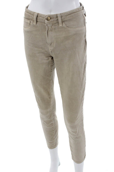 L'Agence Womens Cropped Ankle Pants Beige 94% Cotton Size 27