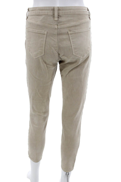 L'Agence Womens Cropped Ankle Pants Beige 94% Cotton Size 27