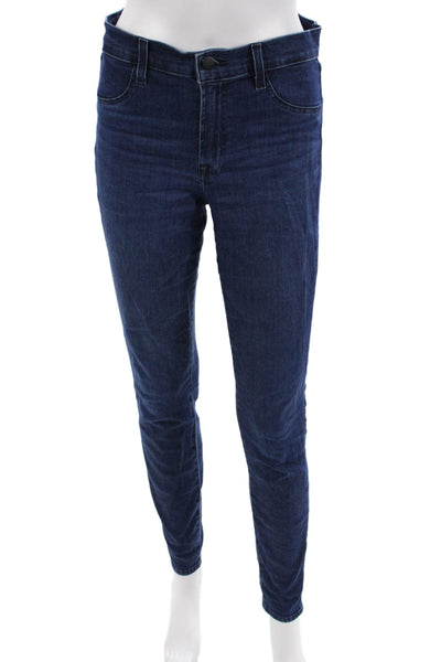 J Brand Womens Skinny Ankle Jeans Dark Blue Mid Rise Size 28