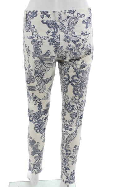 Elliott Lauren Women Ankle Pants White Floral 94% Cotton 27in Inseam Size 2