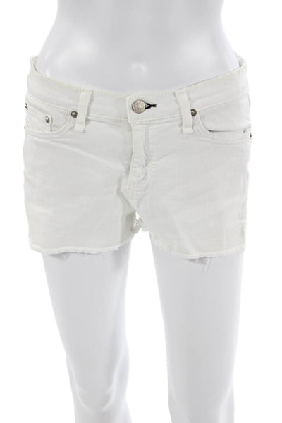 Rag & Bone Unisex White Solid Beach Button Shorts Size 26