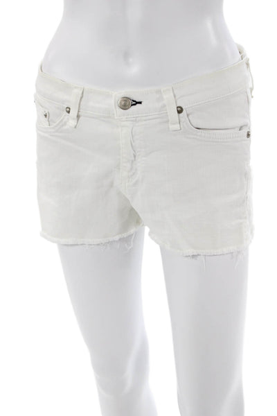 Rag & Bone Unisex White Solid Beach Button Shorts Size 26