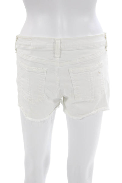 Rag & Bone Unisex White Solid Beach Button Shorts Size 26