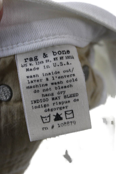 Rag & Bone Unisex White Solid Beach Button Shorts Size 26