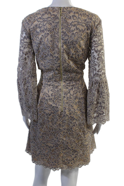 Eliza J Women Plus Sheath Dress Beige V-Neck Long Sleeve Size 18