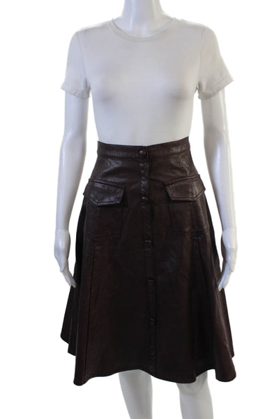 Designer Womens A-Line Cargo Skirt Brown Knee Length Size S