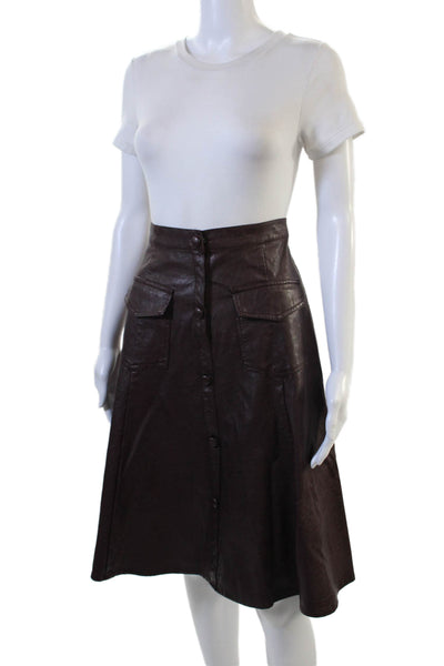 Designer Womens A-Line Cargo Skirt Brown Knee Length Size S
