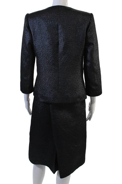 Lauretta by Laure Casa Womens Open Front 3/4 Sleeve Blazer Set Blue Size 42