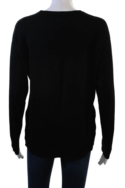 DKNY Unisex Pullover Black Crew Neck Zip Graphic Cotton Blend Size 2XS