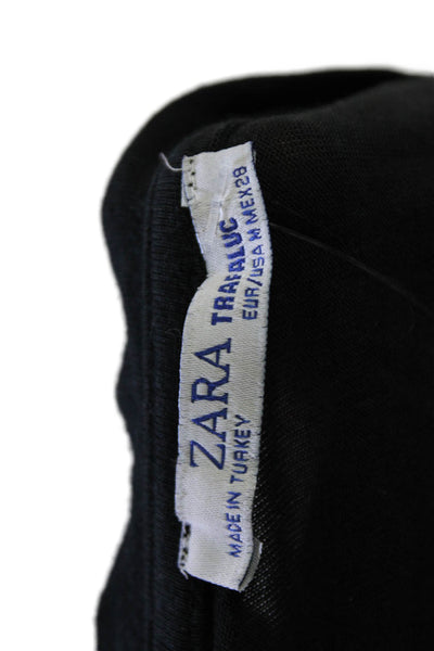 Zara Women Basic Jersey Crew Neck Short Sleeve Black T-Shirt Size M