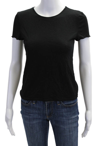 Zara Womens Basic Jersey T-Shirt Black Crew Neck Short Sleeve Size S