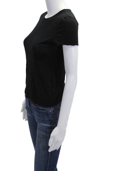 Zara Womens Basic Jersey T-Shirt Black Crew Neck Short Sleeve Size S