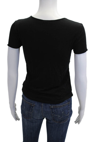 Zara Womens Basic Jersey T-Shirt Black Crew Neck Short Sleeve Size S