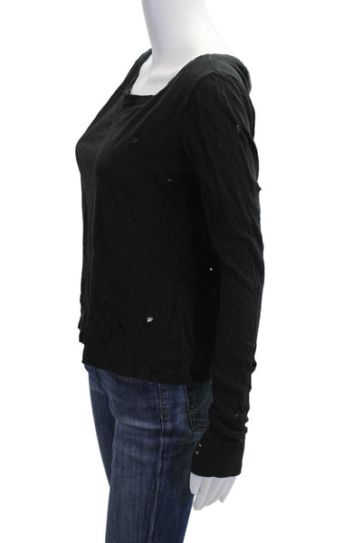 Alice + Olivia Women Basic Black Round Neck Long Sleeve Zip Top Size S
