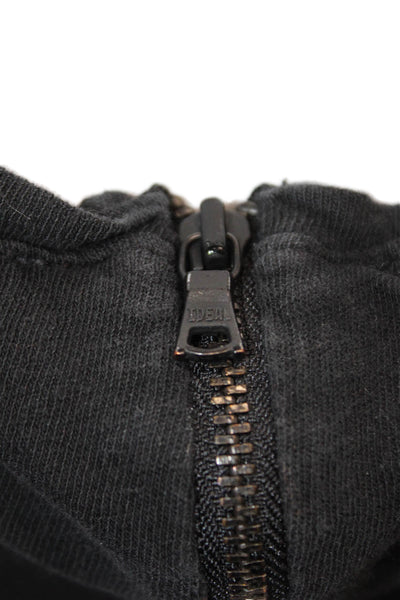 Alice + Olivia Women Basic Black Round Neck Long Sleeve Zip Top Size S