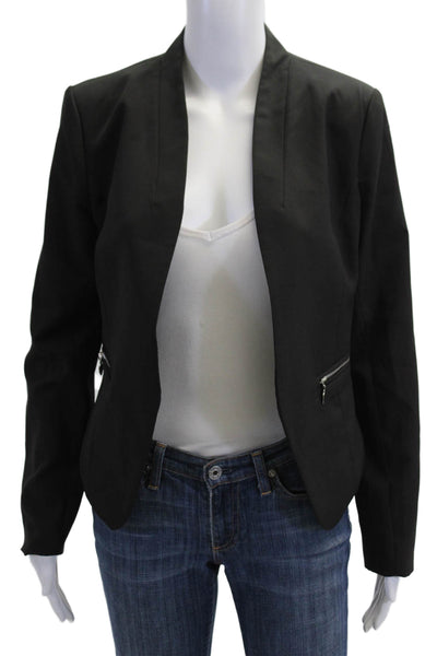 Aqua Womens Black Classic Blazer Long Sleeve Zip Size S