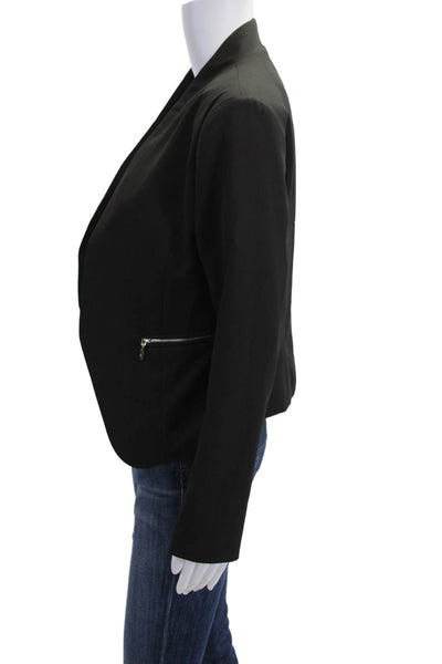 Aqua Womens Black Classic Blazer Long Sleeve Zip Size S