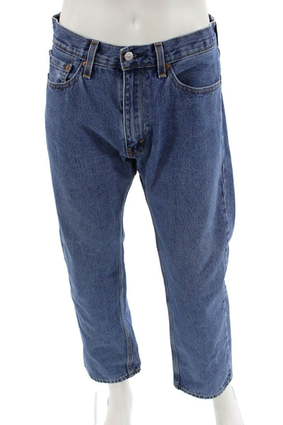 Levis Mens Cropped Straight Blue Jeans Size 35