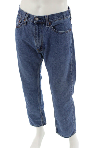 Levis Mens Cropped Straight Blue Jeans Size 35