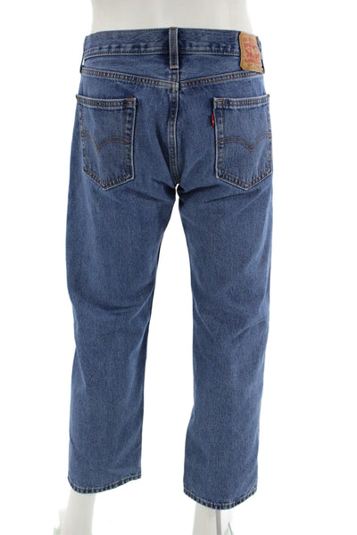 Levis Mens Cropped Straight Blue Jeans Size 35