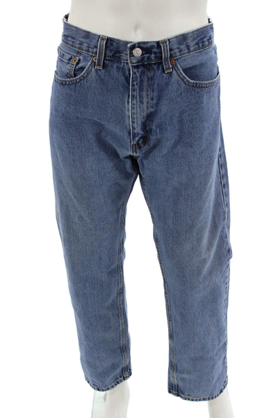 Levis Mens Cropped Straight Blue Jeans Sz 35